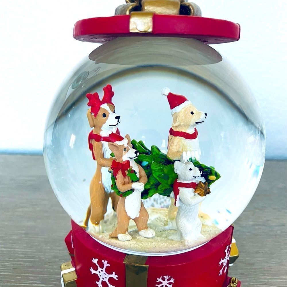 Christmas Dogs Musical Snow Globe